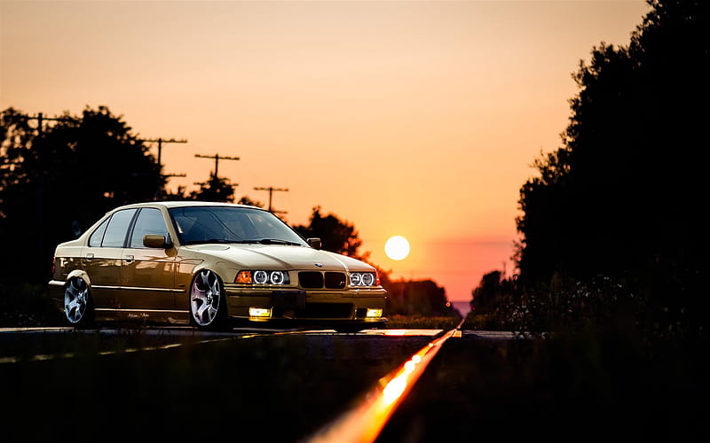 BMW M3, tuning, road, e36, stance, low rider, german cars, BMW, HD wallpaper