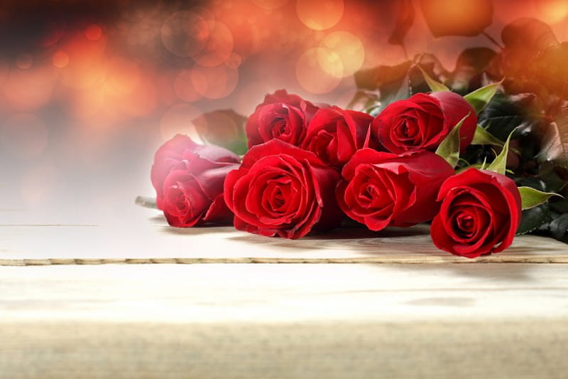 With Love, valentines day, red roses, rose, roses, wtih love, bokeh,  flowers, HD wallpaper | Peakpx