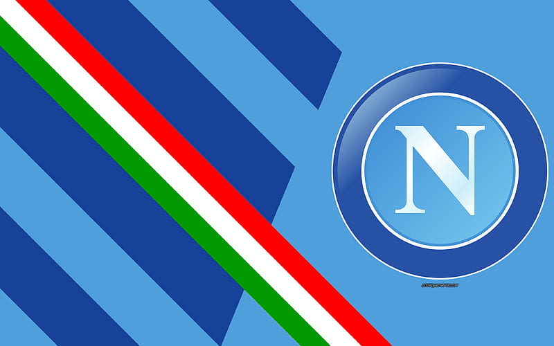 SSC Napoli Italian football club, logo, 2D art, blue background, emblem, Serie A, Italy, Naples, Flag of Italy, football, HD wallpaper