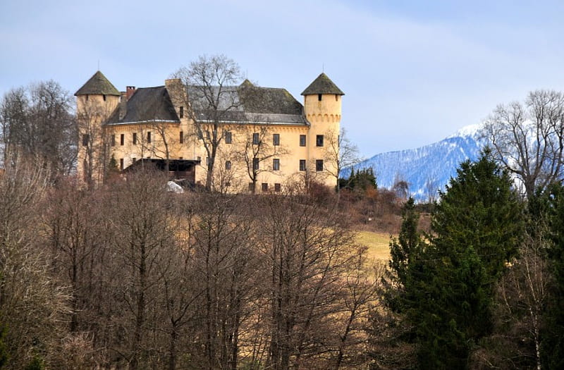 Castle Tentschach, Klagenfurt in Austria., Tower, Austria, Castle, Klagenfurt, Tentschach, Medieval, HD wallpaper