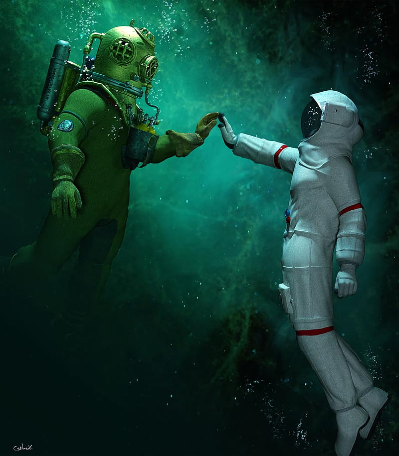 Astronaut, scuba diver, underwater, HD phone wallpaper | Peakpx