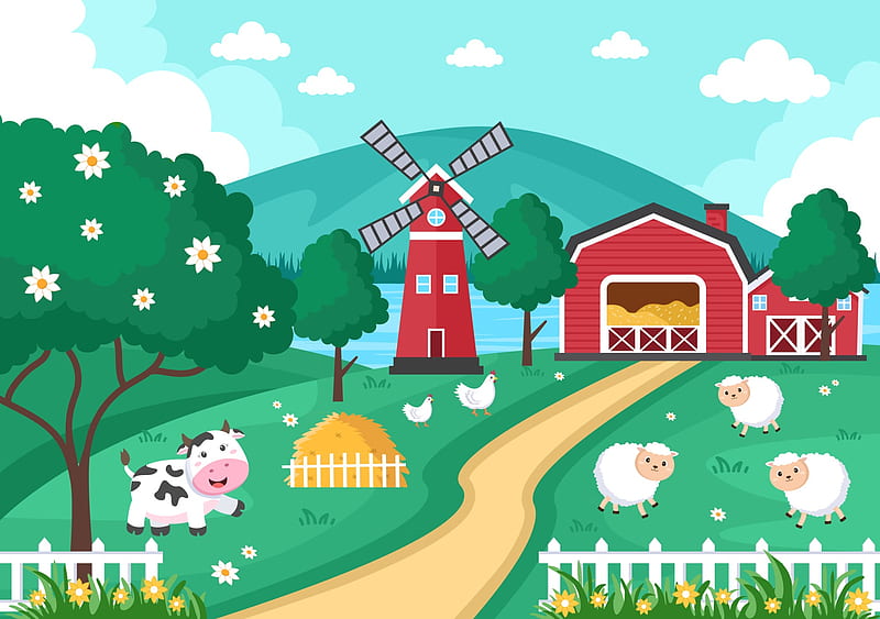 farm cartoon background