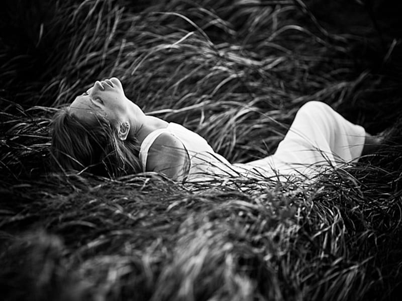 Feelings in nature, thoughts, feeling, grass, black and white, graphy ...