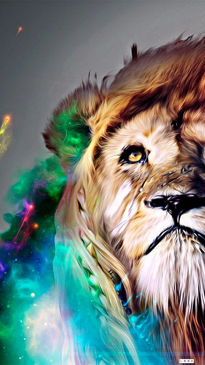 Lion, abstract, animals, color, cool ringtone, cool , king, leo, loop, HD phone wallpaper