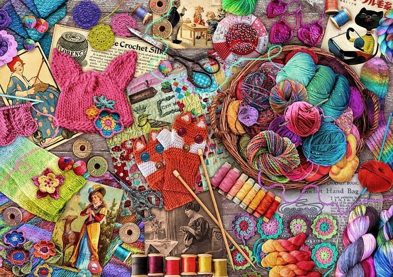 A Stitch in Time, pattern, sewing, knitting, art, thread, bonito, illustration, artwork, yarn, texture, painting, wide screen, computer graphics, HD wallpaper