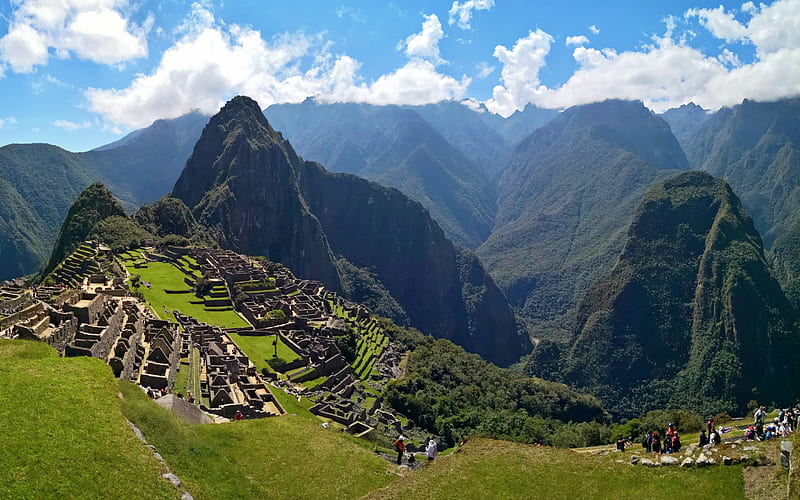 Machu Picchu, Inca citadel, ancient city, mountain landscape, rocks, mountains, Peru, Eastern Cordillera, HD wallpaper