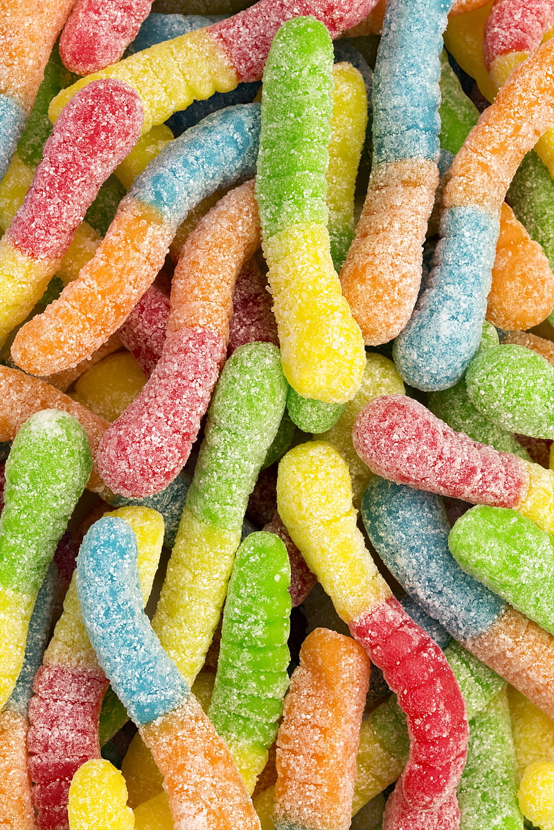 Gummy Worms, candy, colorful, neon, sour, sugary, sweet, treats, HD phone wallpaper