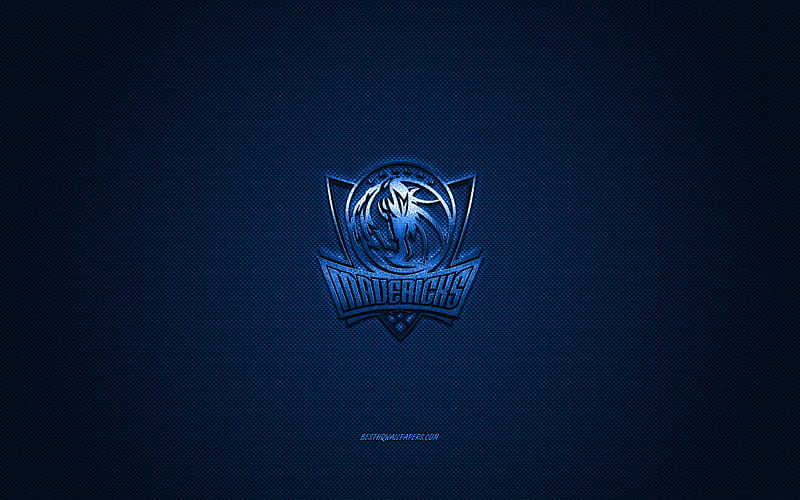 Dallas Mavericks, American basketball club, NBA, blue logo, blue carbon fiber background, basketball, Dallas, Texas, USA, National Basketball Association, Dallas Mavericks logo, HD wallpaper