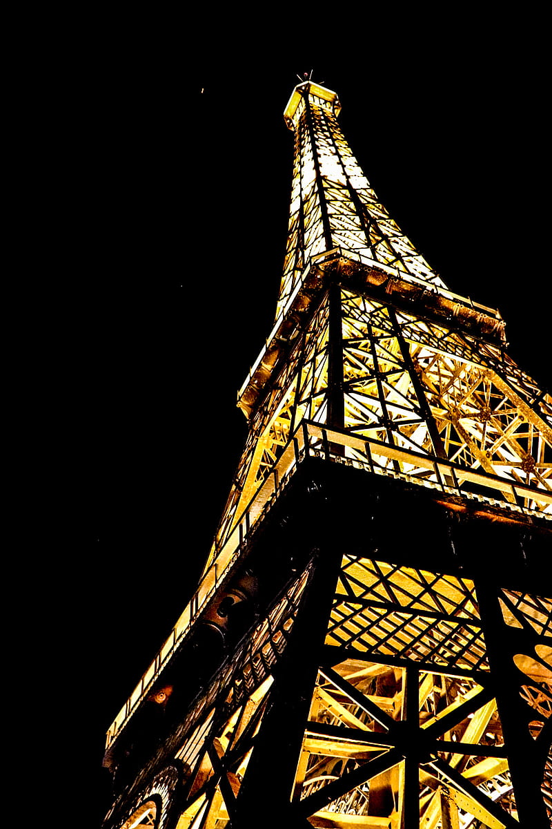 Eiffel tower, dark lights, dark sky, famous, france, lightings, love, nightlight, paris, wanderlust, HD phone wallpaper