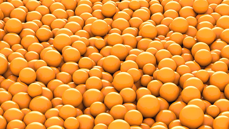 balls, orange, round, 3d, HD wallpaper