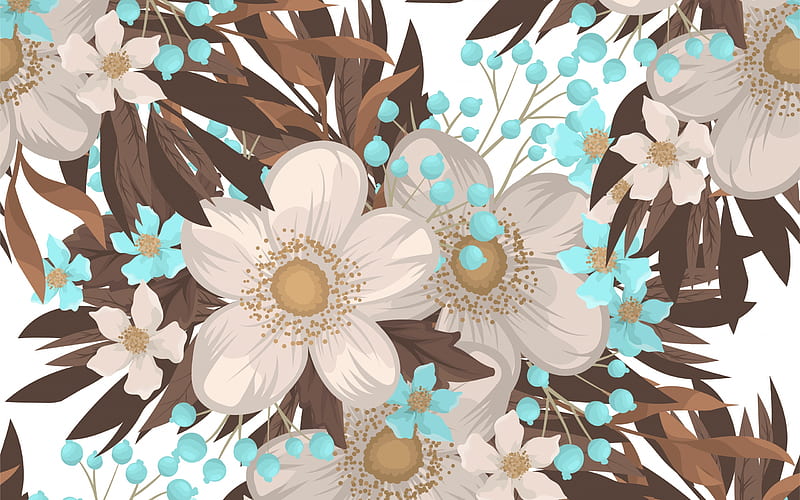 Texture, blue, pattern, brown, flower, paper, white, HD wallpaper | Peakpx