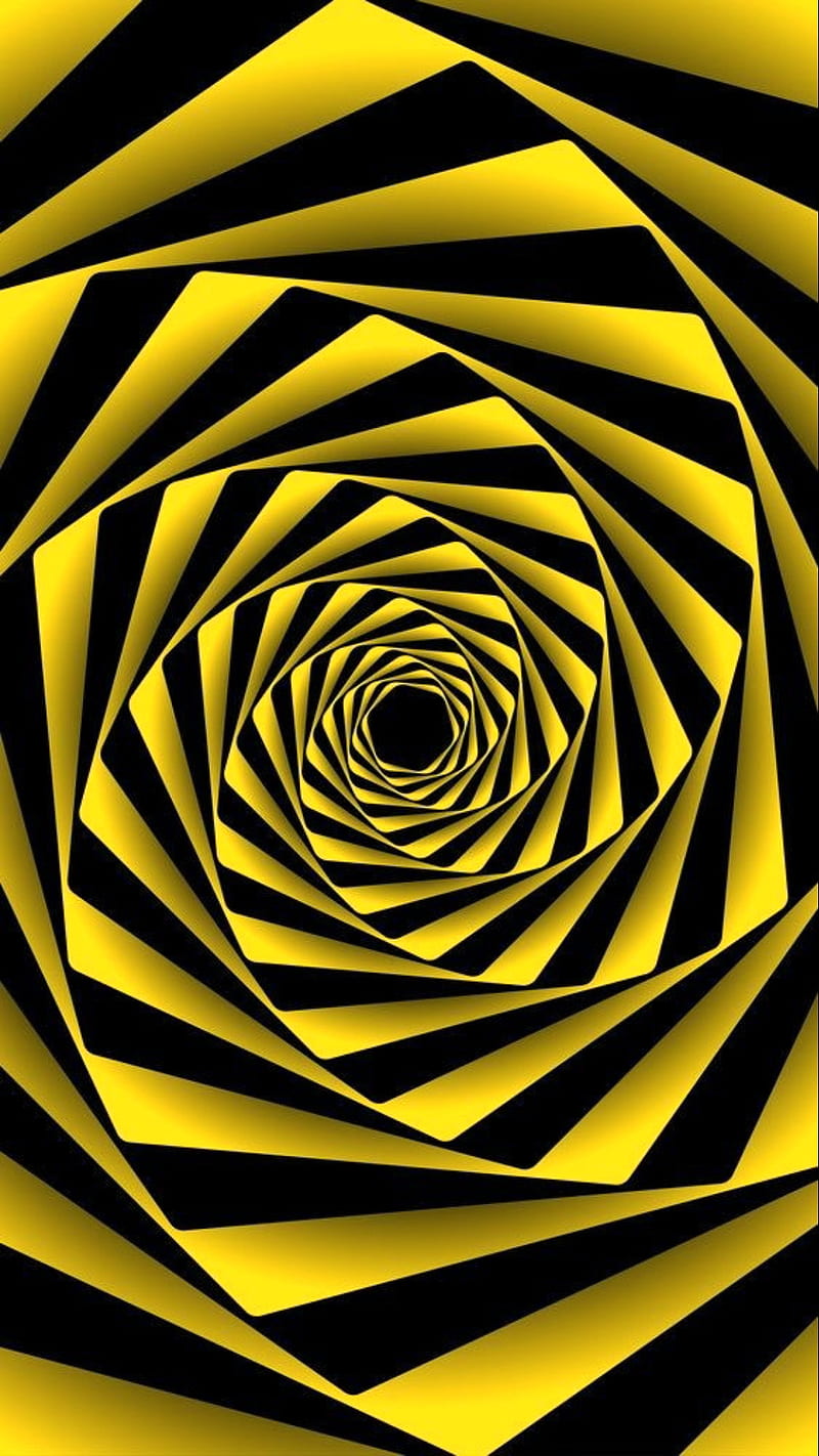 Black hall, abstract, curves, desenho, yellow, zoom in, zoom out, HD phone wallpaper