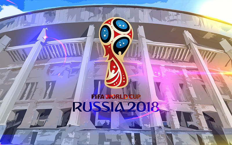 FIFA World Cup, Russia 2018, art, logo, emblem, football tournament, stadium, world championship, HD wallpaper