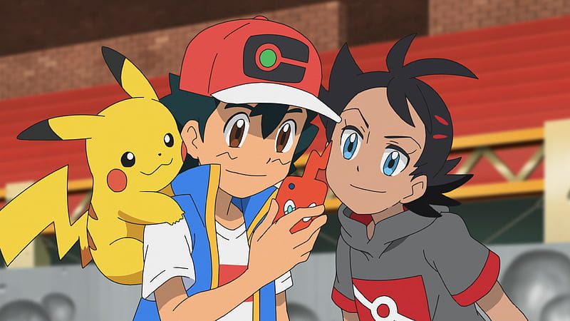 Pokémon, Ash Ketchum, Black Hair, Blue Eyes, Boy, Brown Eyes, Cap, Goh (Pokémon), Pikachu, Two-Toned Hair, HD wallpaper