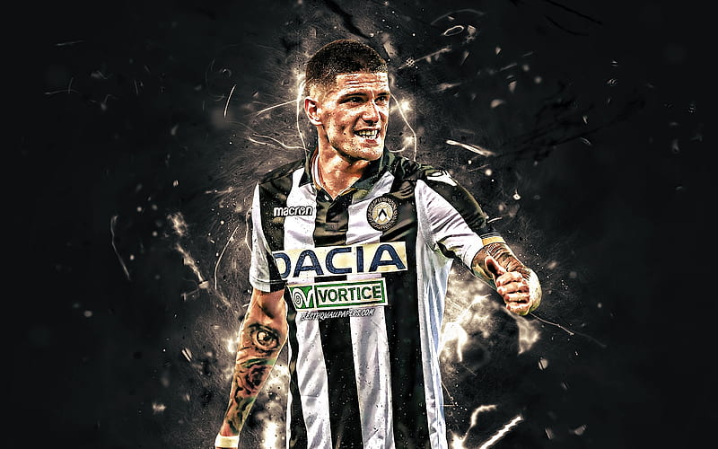 Rodrigo de Paul, argentine footballers, Udinese FC, soccer, Serie A, Rodrigo Javier de Paul, football, neon lights, Italy, HD wallpaper