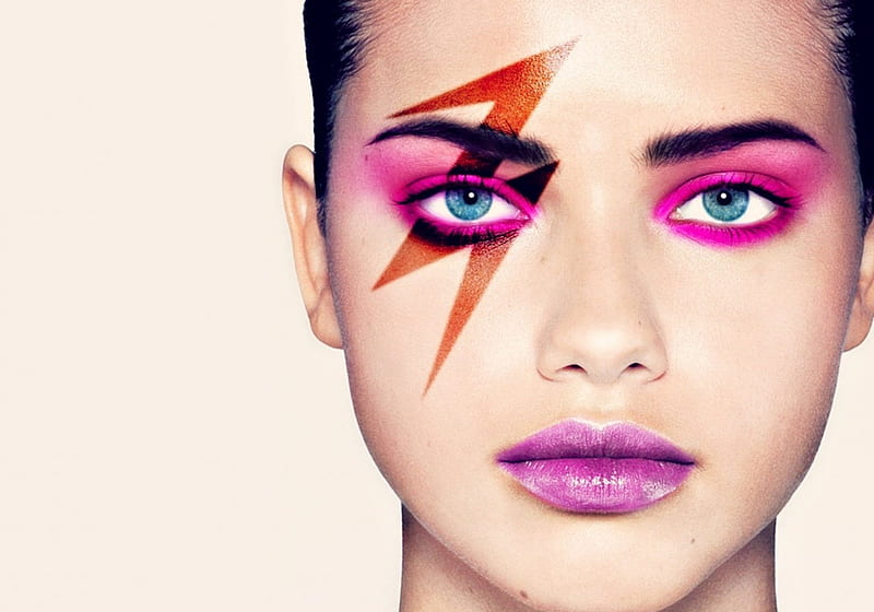 Make-up, model, orange, woman, girl, purple, face, white, pink, HD wallpaper
