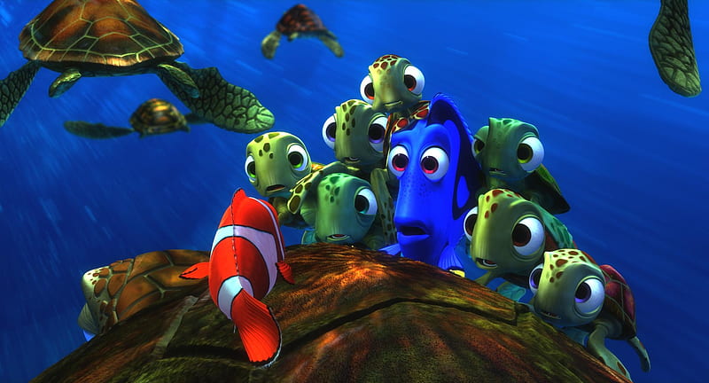 Finding Nemo (2003), finding nemo, movie, fish, turtle, water, green,  animation, HD wallpaper | Peakpx