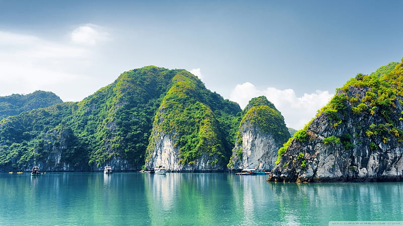 Ha Long Bay, Vietnam, Asia, oceans, Emerald, mountains, Vietnam, nature, HD wallpaper