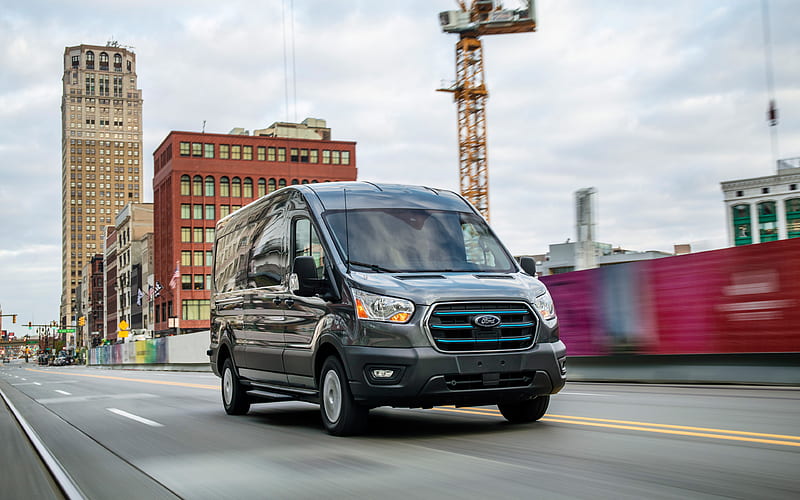 Ford E-Transit cargo transport, 2021 buses, electric minibuses, 2021 Ford Transit, Ford, HD wallpaper