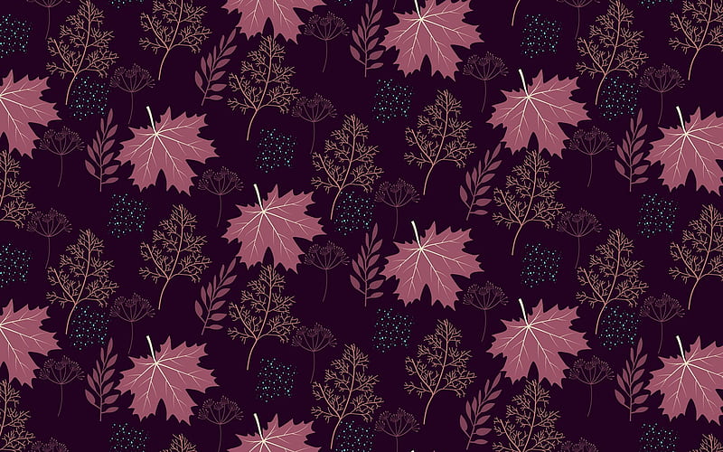 Texture, pink, leaf, pattern, autumn, black, paper, HD wallpaper