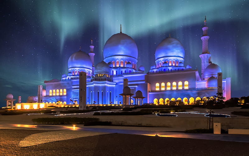 Sheikh Zayed Mosque, Abu Dhabi, largest mosque in UAE, night, landmark,  United Arab Emirates, HD wallpaper | Peakpx