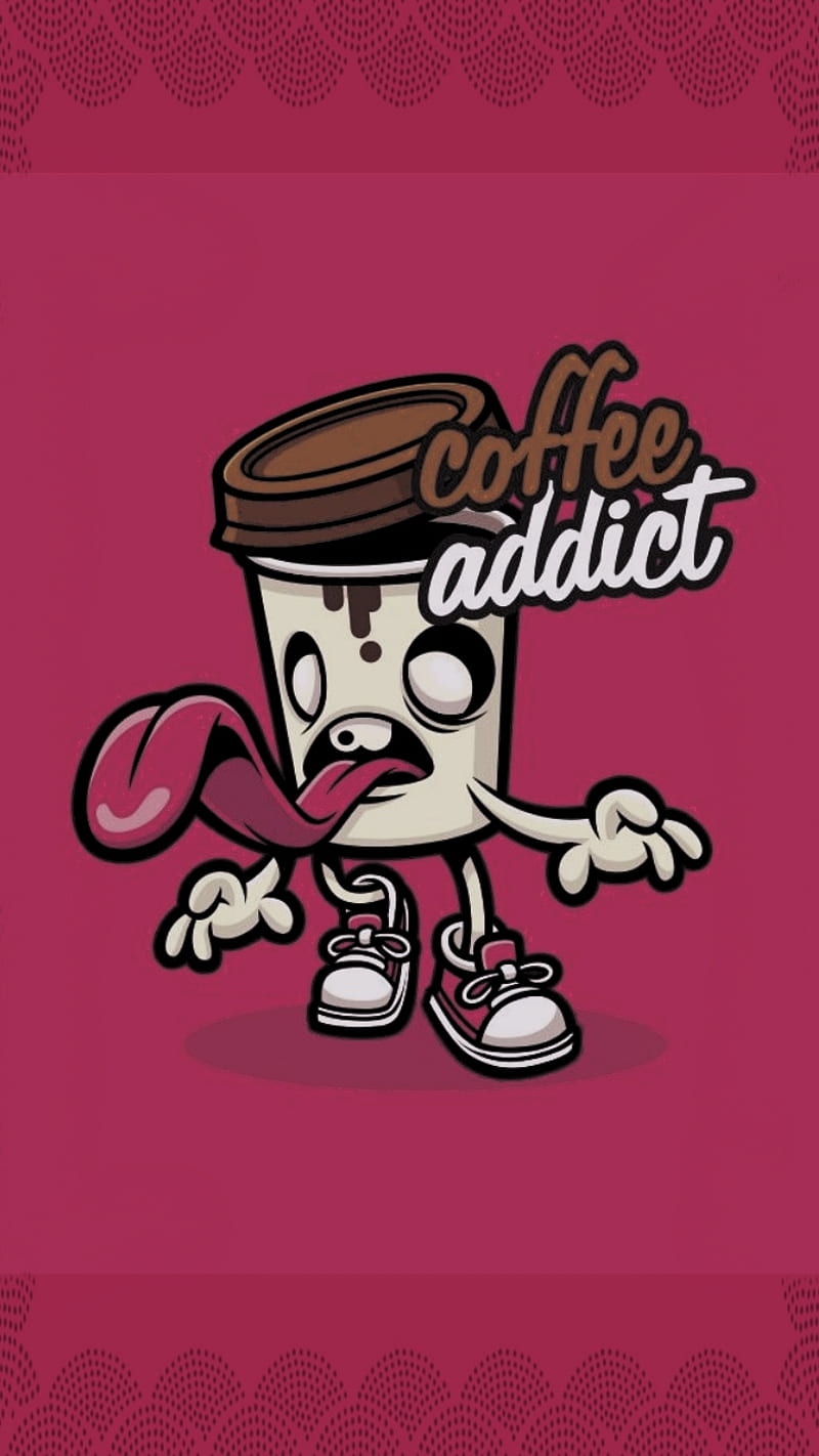 Coffee Addict, cartoon, character, cute, delicious, need, pink, starbucks, sweet, HD phone wallpaper