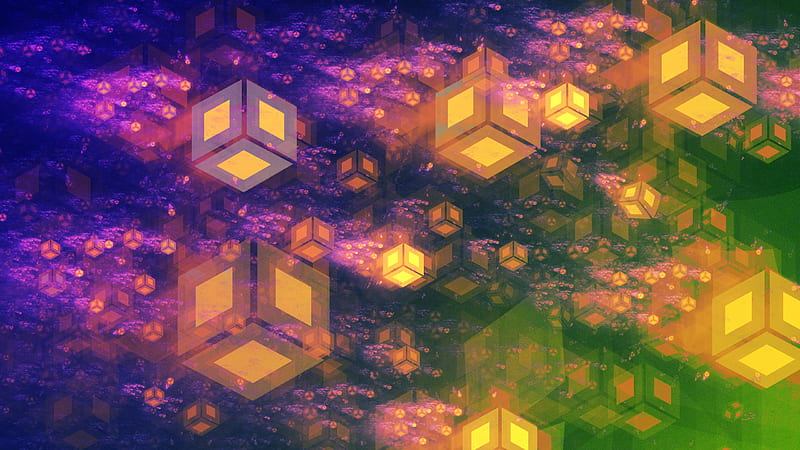 The Power of Cubed, colorful, apophysis, bonito, rainbow, 3d, cool, flame, fractal, dark, hop, HD wallpaper