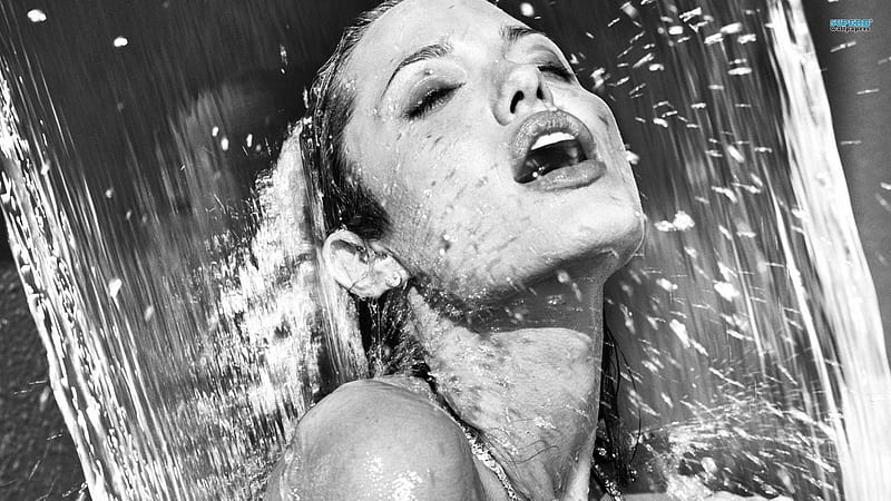 angelina jolie showering, shower, beauty, wet, actress, HD wallpaper