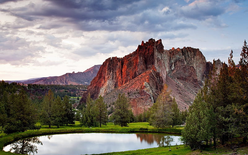 Rocky Mountains, water, green, nature, lake, flora, landscape, HD wallpaper