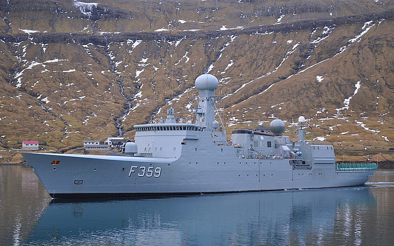 MS Vaedderen, F359, Royal Danish Navy, ocean patrol vessel, Thetis-class, Danish warship, Faroe Islands, HD wallpaper