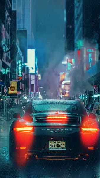 Girl Night Raining City Car 4K Wallpaper #4.3049
