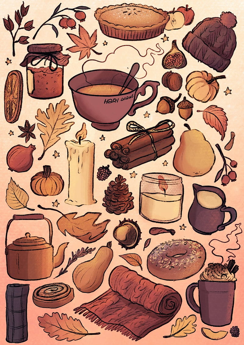 Autumn , autumn, candles, coffee, cozy, fall, leaves, seasons, HD phone wallpaper