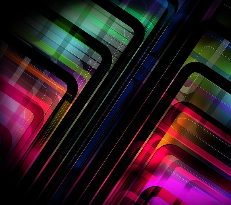 Neon Angles 3D, colors, dark, geometry, lights, lines, neon, play, squares, HD wallpaper