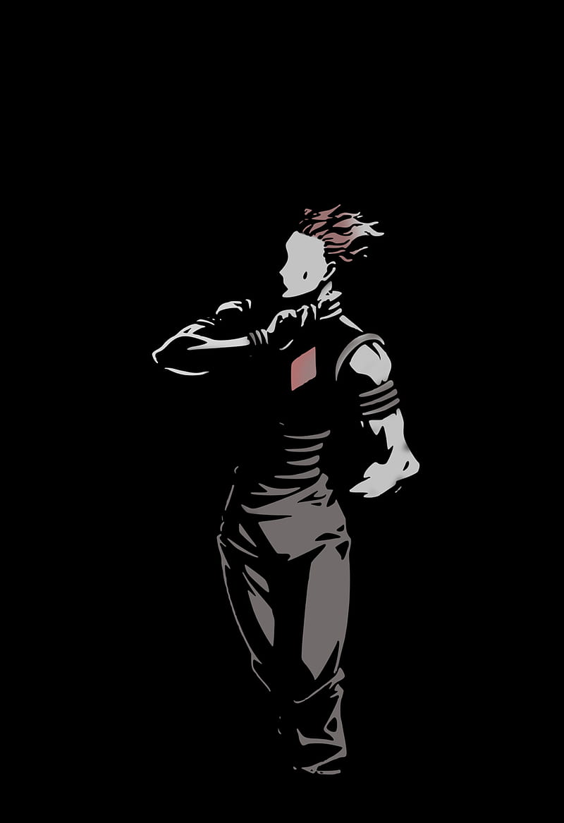 Wallpaper card, black background, hunter, Hisoka, Hunter x hunter