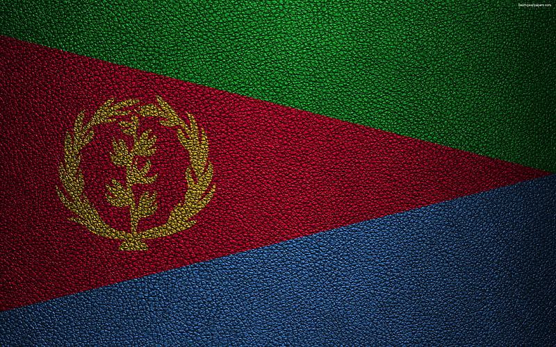 Flag of Eritrea, Africa leather texture, Eritrean flag, flags of Africa, Eritrea, HD wallpaper