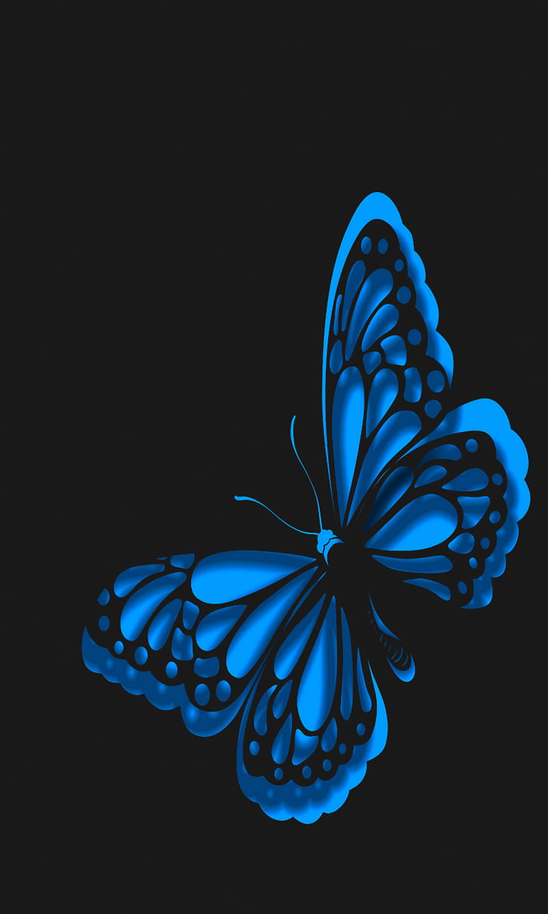 neon blue butterfly, abstract, animal, cool, new, wings, HD phone wallpaper