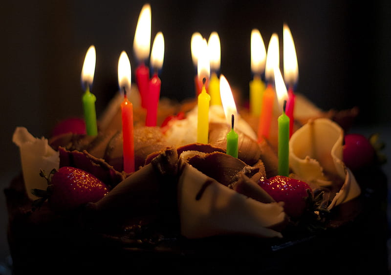 Cake and candles, cake, strawberry, candles, chocolate, HD wallpaper ...