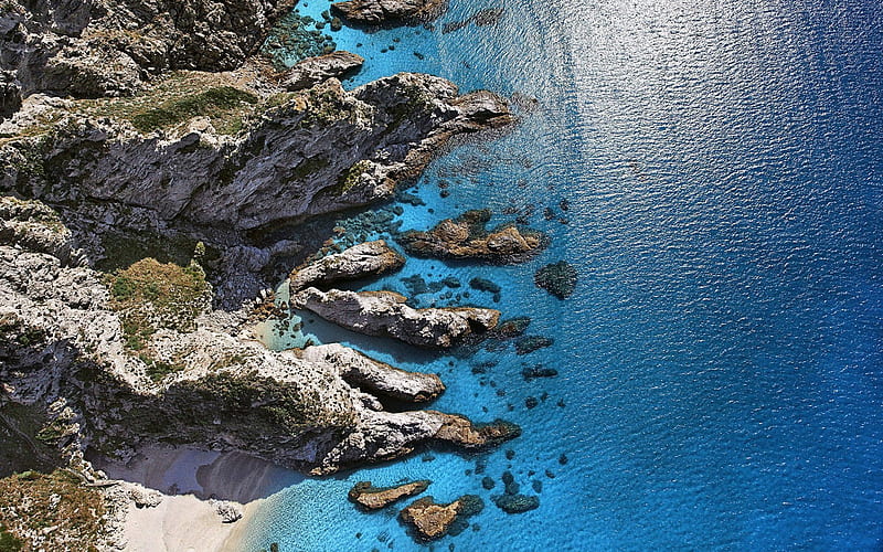 sunny beach, tyrrhenian sea, promontory of capo vaticano, calabria, italy, HD wallpaper