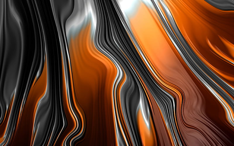 orange wavy background, 3D waves textures, orange waves, 3D textures, background with waves, waves textures, orange backgrounds, HD wallpaper