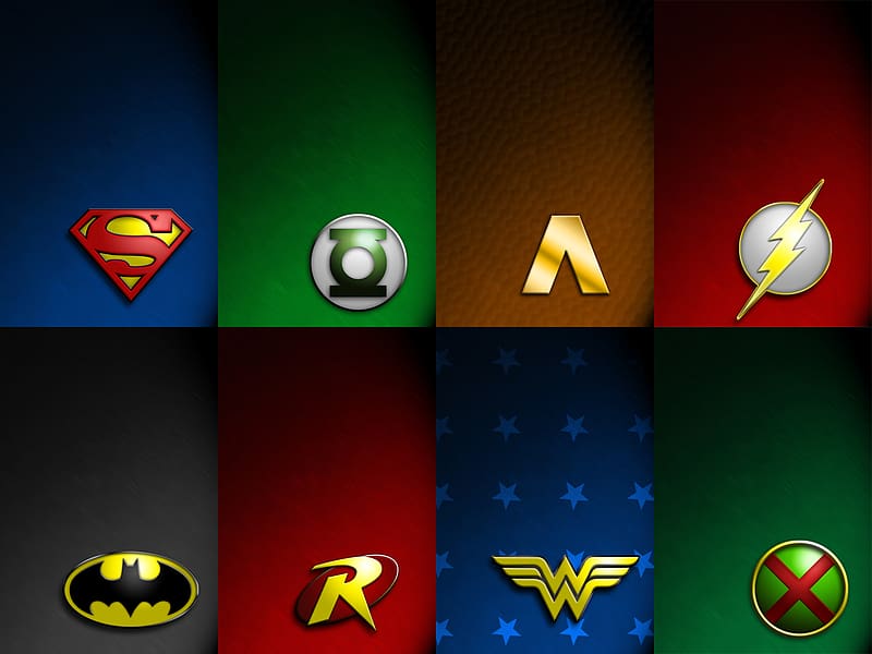 Batman, Superman, Green Lantern, Flash, Logo, Comics, Dc Comics, Aquaman, Wonder Woman, Robin (Dc Comics), Martian Manhunter, Justice League, HD wallpaper