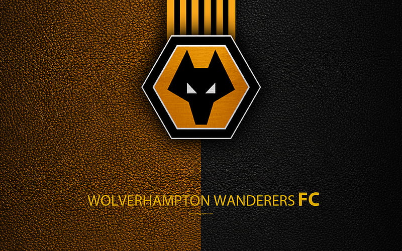 Wolverhampton Wanderers FC, Wolves FC English Football Club, logo, Football League Championship, leather texture, Wolverhampton, UK, EFL, football, Second English Division, HD wallpaper