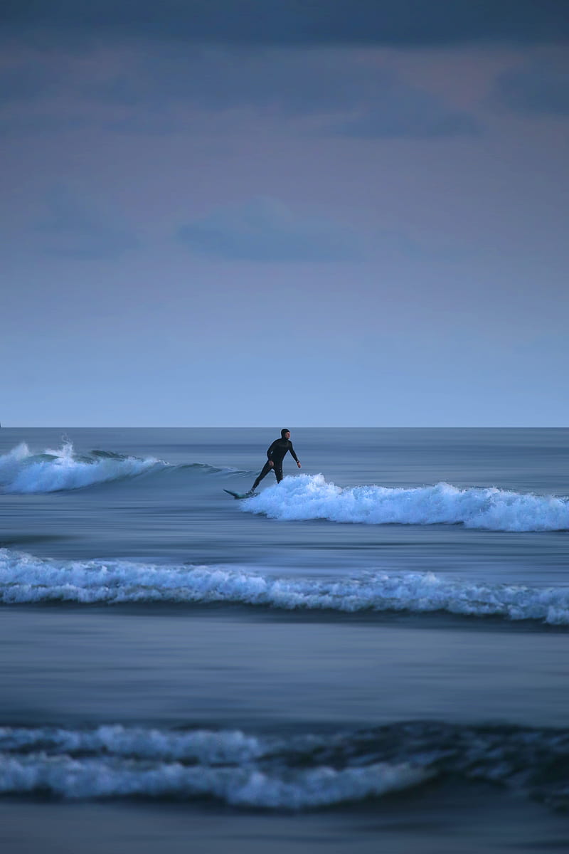 surfing, waves, sea, board, horizon, HD phone wallpaper