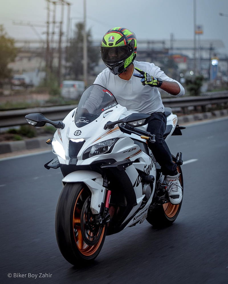 Boy store on motorcycle