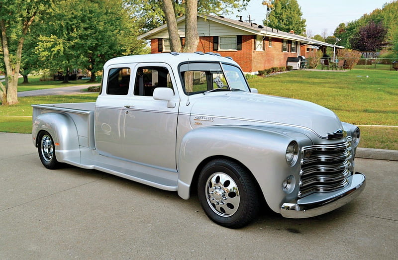 Custom Stretched 1947 Chevy 3800, Silver, Classic, 1947, Truck, HD wallpaper
