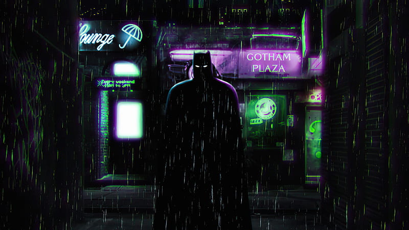 The Batman Alleyway , batman, superheroes, neon, artist, artwork, digital-art, artstation, HD wallpaper