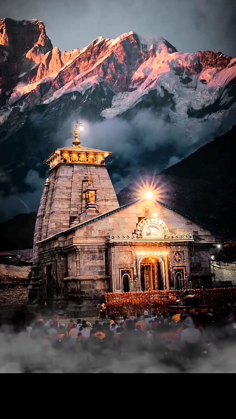Kedarnath Mandir, night view, view, lord, god, HD phone wallpaper