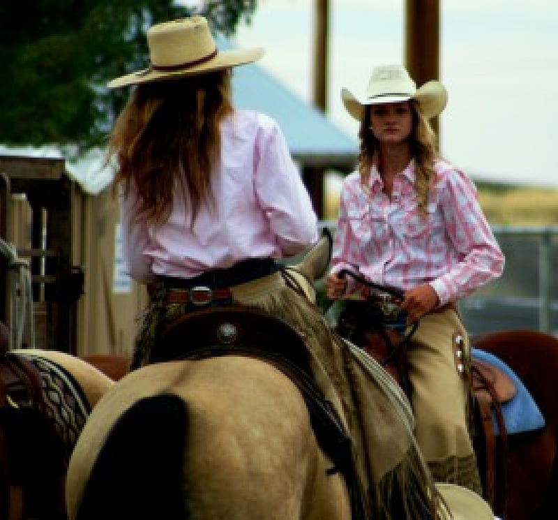 Horseback Riders, boots, jeans, cowgirl, hat, HD wallpaper