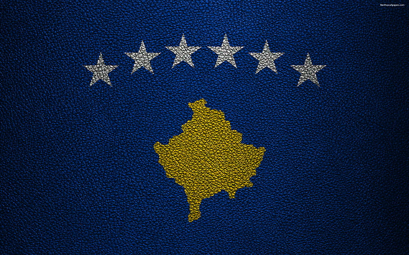 Flag of Kosovo leather texture, Europe, flags of Europe, Kosovo, HD wallpaper
