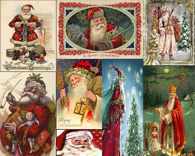 Vintage Santa Claus, fantasy, santa, christmas, vintage, HD wallpaper