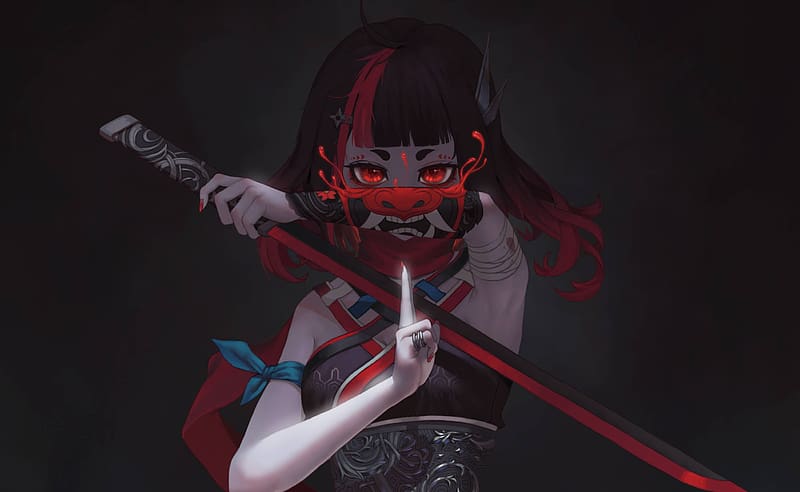 Oni Mask Ninja Girl, HD wallpaper